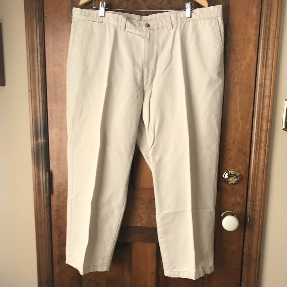 Savane Khaki Flat Front Pants Size 42 x 27